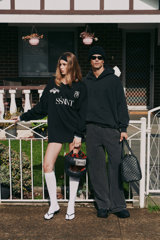 SSAINT - Champion Hoodie - Acid Wash Charcoal