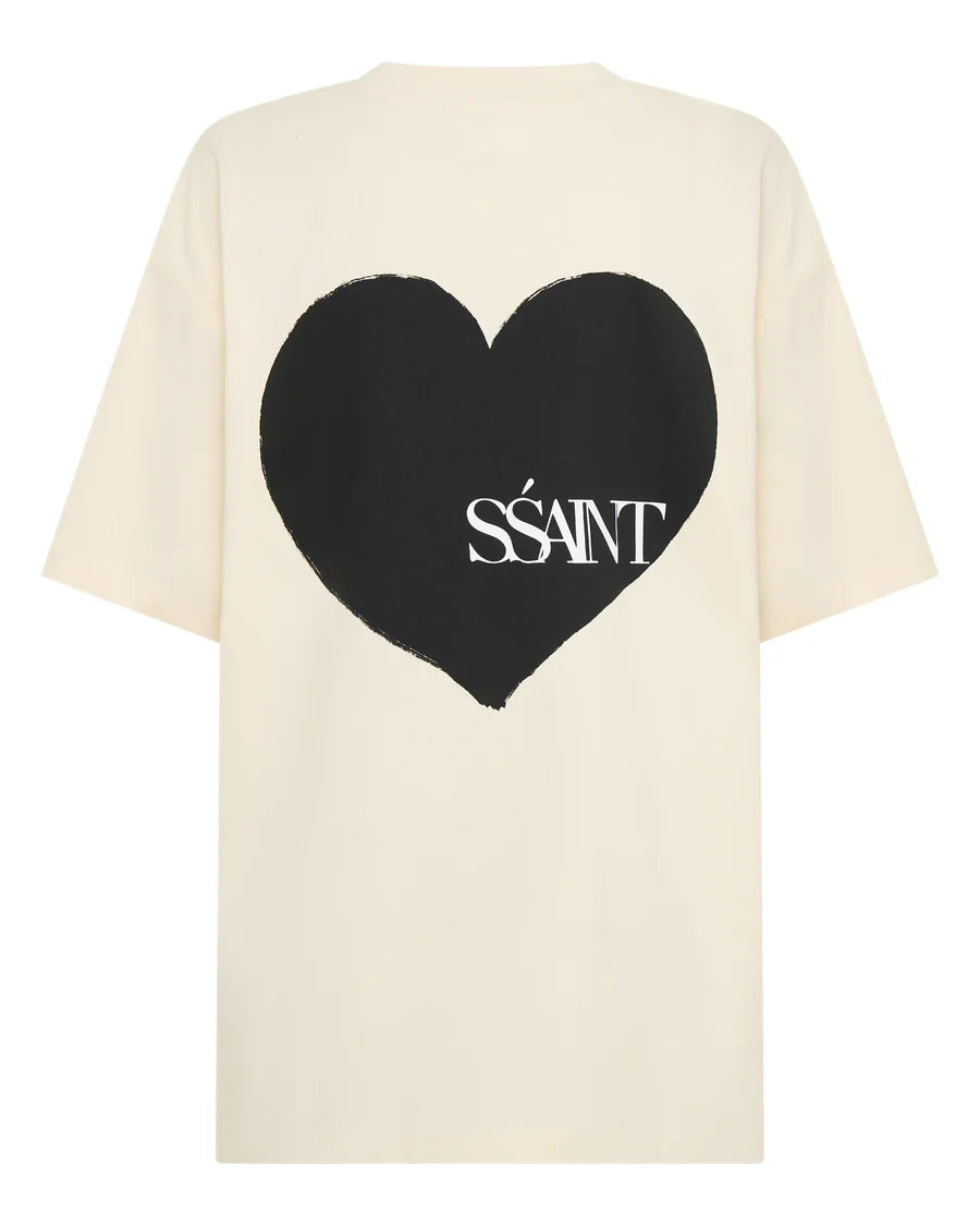 SSAINT Heart Tee: Cream & Black