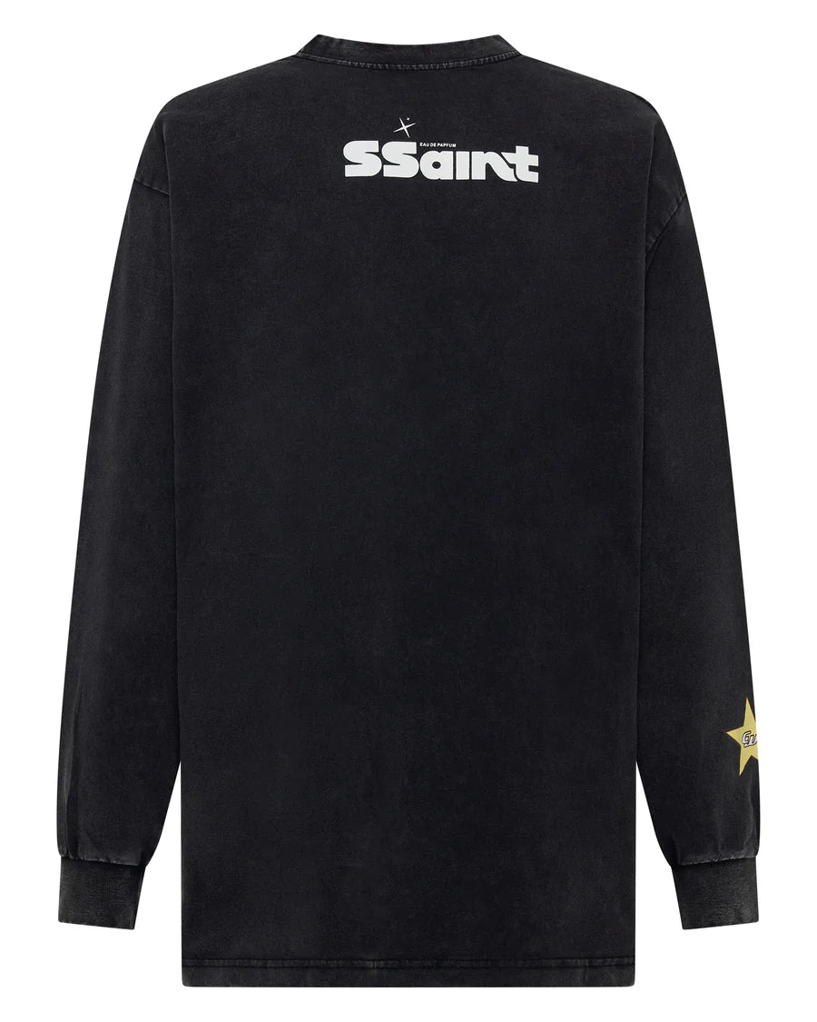 SSAINT - Signature Moto Tee - Black Acid Wash