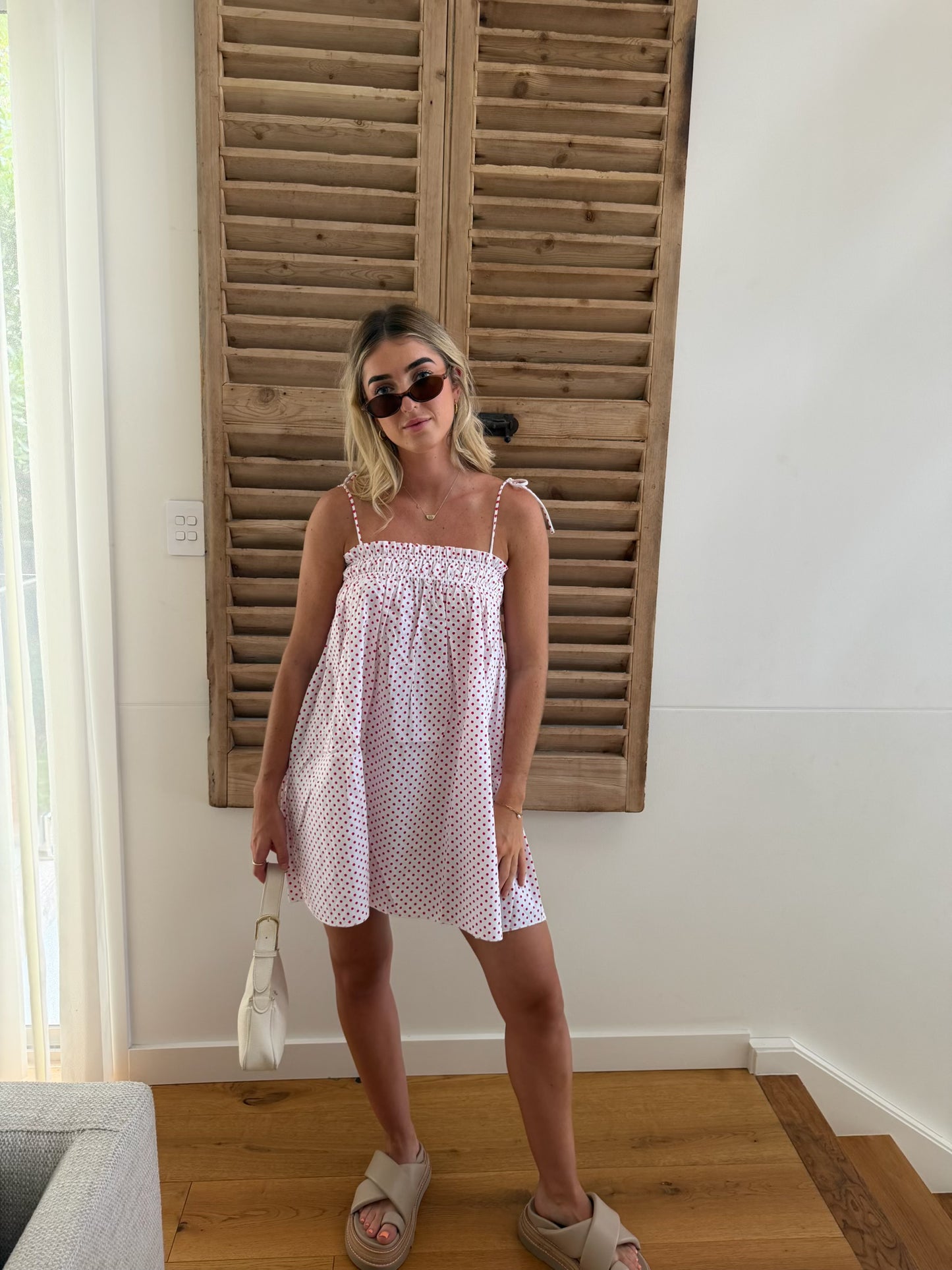 Hall - The Dotty Dress | White + Red