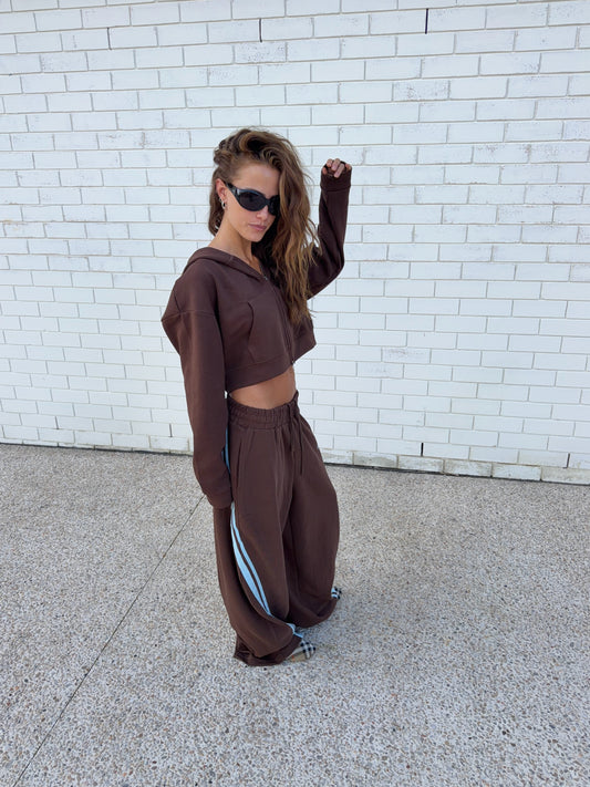 SSAINT - Cropped Hoodie - Blue & Brown