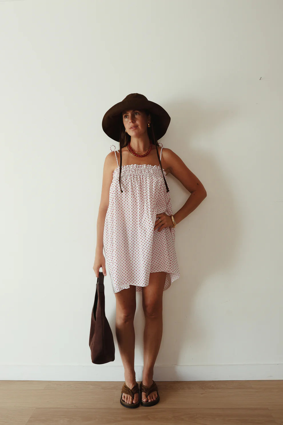 Hall - The Dotty Dress | White + Red
