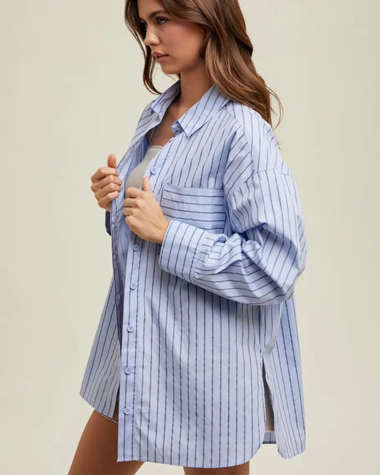 Wishlist - Boyfriend Striped Button-Up Shirt