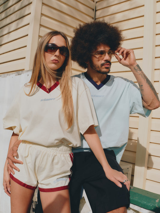 PRE ORDER - SSAINT - Reflective V Neck Tee - Butter