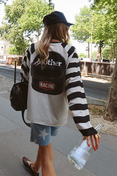 Happy Little Mother - Mother Racing Striped Mesh Tee
