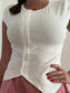 By Frankie - White Ribbed Button Top