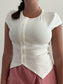 By Frankie - White Ribbed Button Top