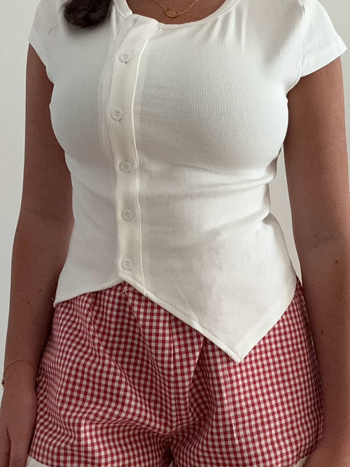 By Frankie - Red Gingham Frill Shorts