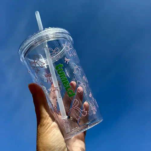 TUMBLD - Tumbler / Coffee Cup - Clear Bows