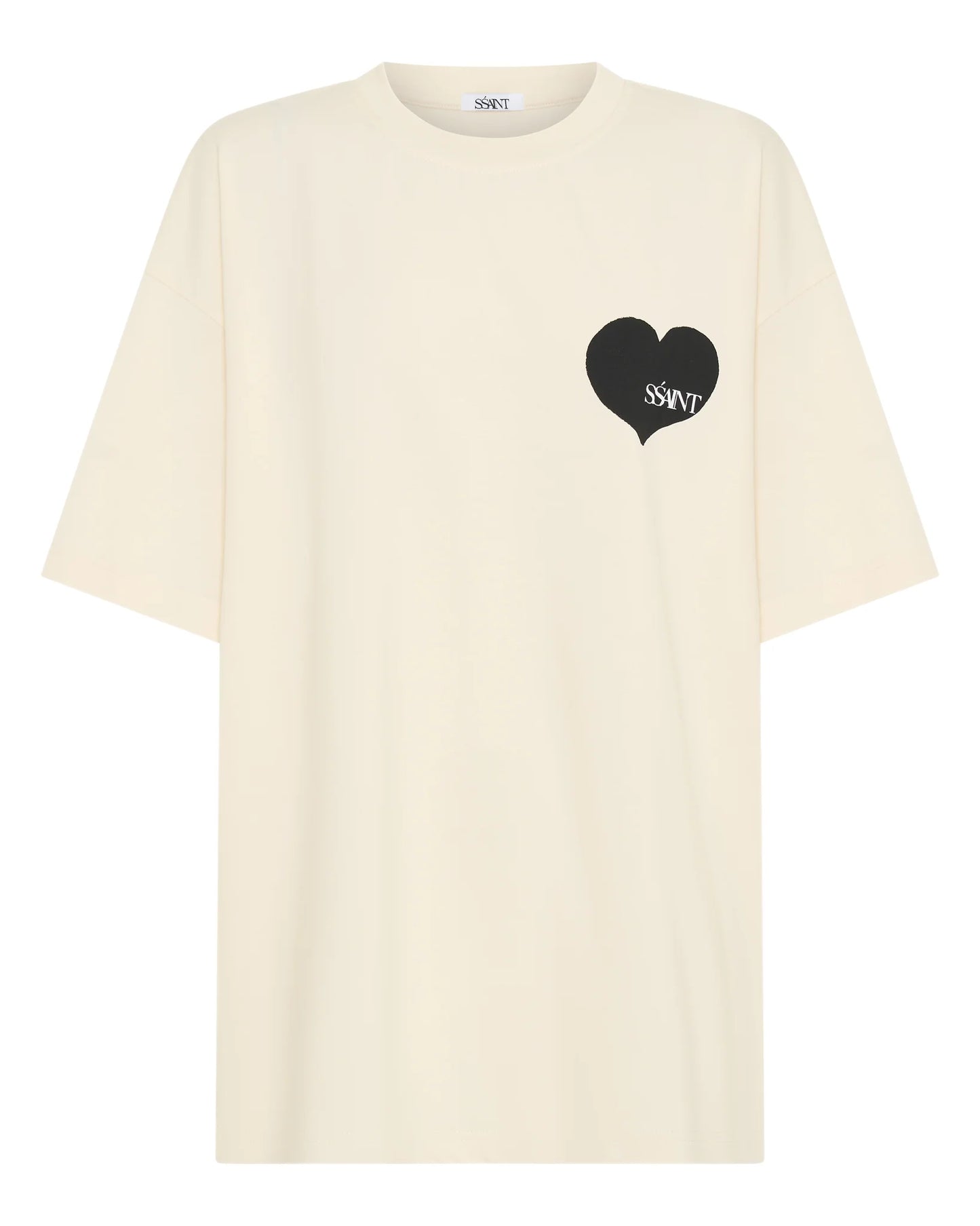 SSAINT Heart Tee: Cream & Black