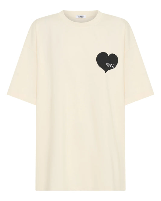 SSAINT Heart Tee: Cream & Black