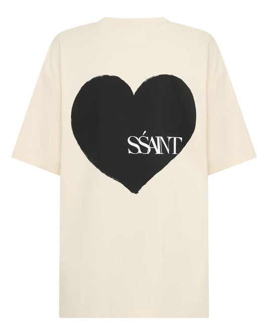 SSAINT Heart Tee: Cream & Black
