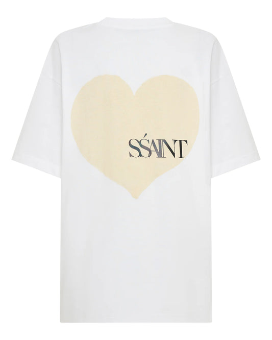 SSAINT - Heart Tee : White & Cream