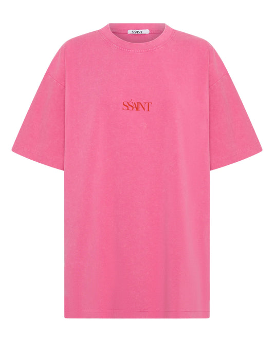 SSAINT - No Vacancy Tee Dark Pink Acid Wash