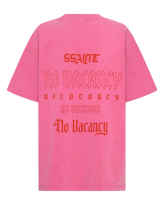 SSAINT - No Vacancy Tee Dark Pink Acid Wash