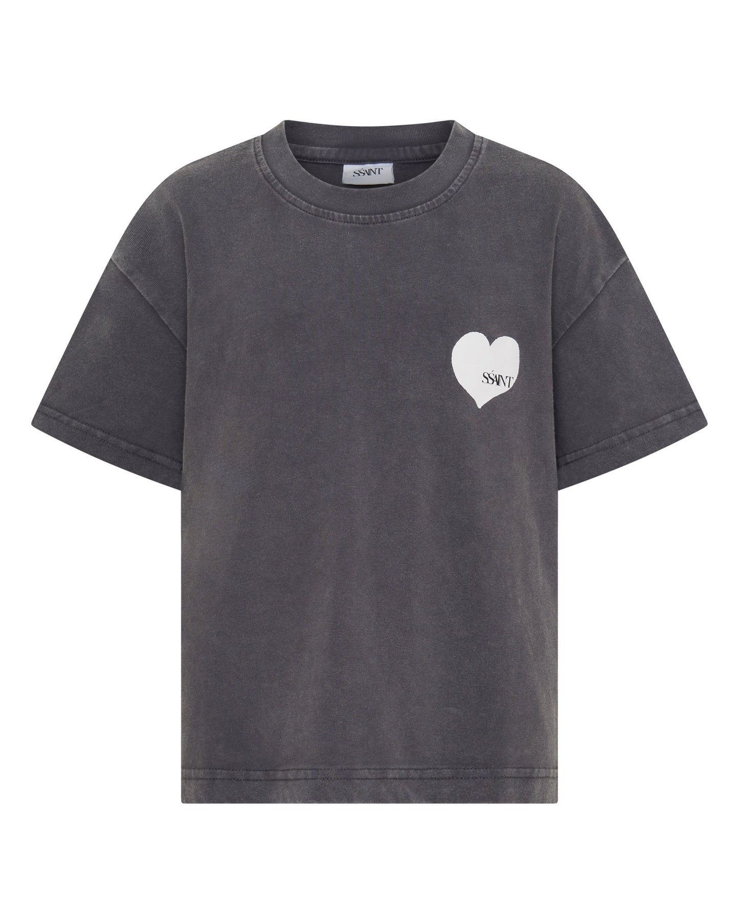 SSAINT - Kids Heart Tee - Acid Wash Charcoal