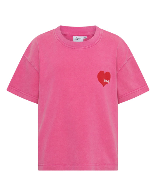 SSAINT - Kids Heart Tee - Acid Wash Pink
