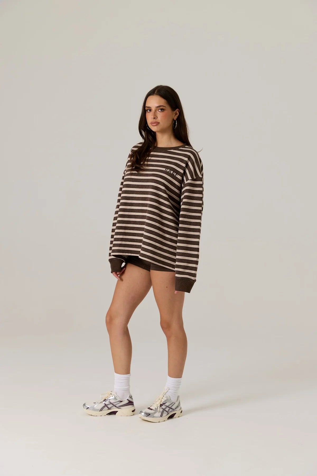 RAEF - Frankie Crew Neck Fleece - Dark Truffle / Stripe