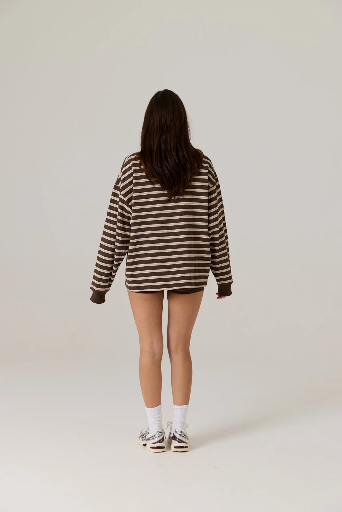 RAEF - Frankie Crew Neck Fleece - Dark Truffle / Stripe