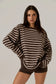 RAEF - Frankie Crew Neck Fleece - Dark Truffle / Stripe