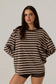 RAEF - Frankie Crew Neck Fleece - Dark Truffle / Stripe