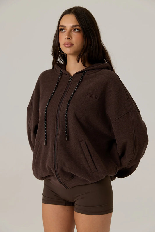 RAEF - Remy Zip Fleece Hoodie - Vintage Dark Truffle