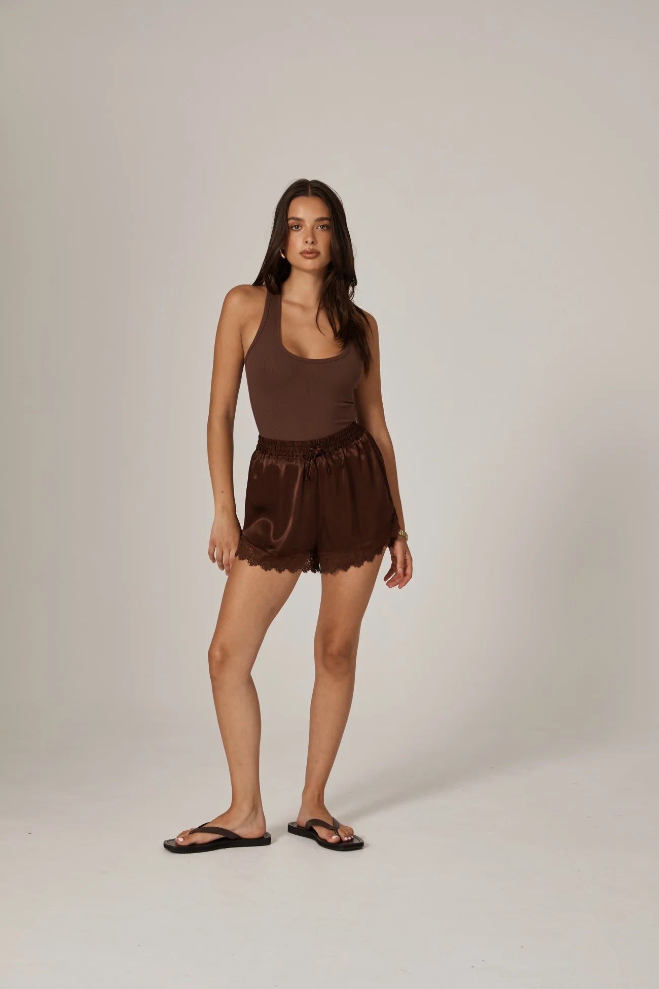 RAEF -  Valerie Ribbed Tank - Chocolate