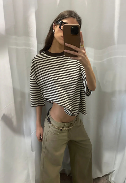 Lioness - Bloom Short Sleeve - Dark Chocolate Stripe