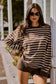 RAEF - Frankie Crew Neck Fleece - Dark Truffle / Stripe
