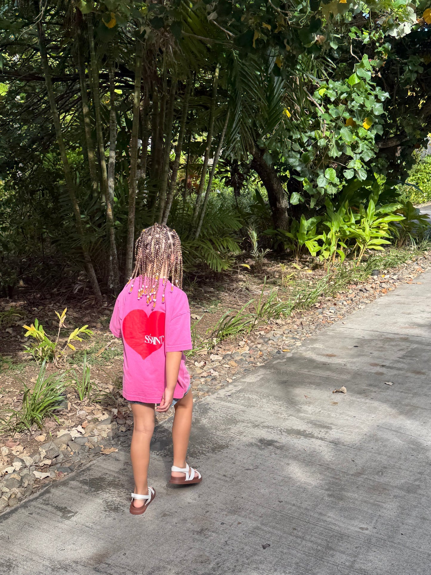 SSAINT - Kids Heart Tee - Acid Wash Pink