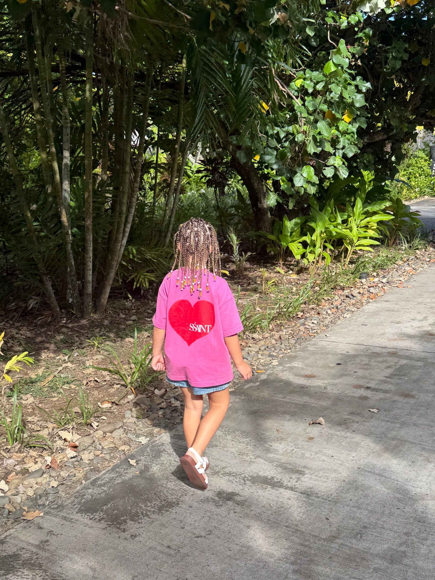 SSAINT - Kids Heart Tee - Acid Wash Pink