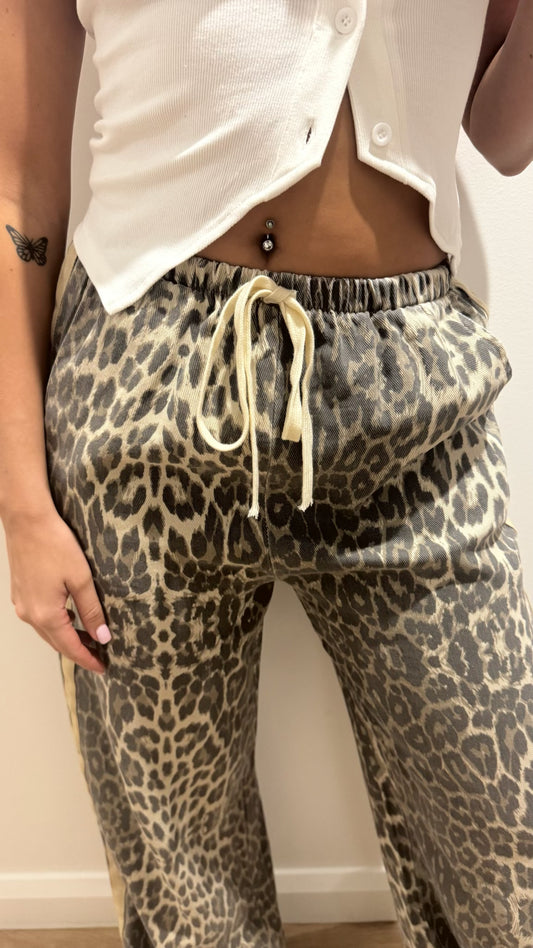 By Frankie Light Leopard Racer Jeans