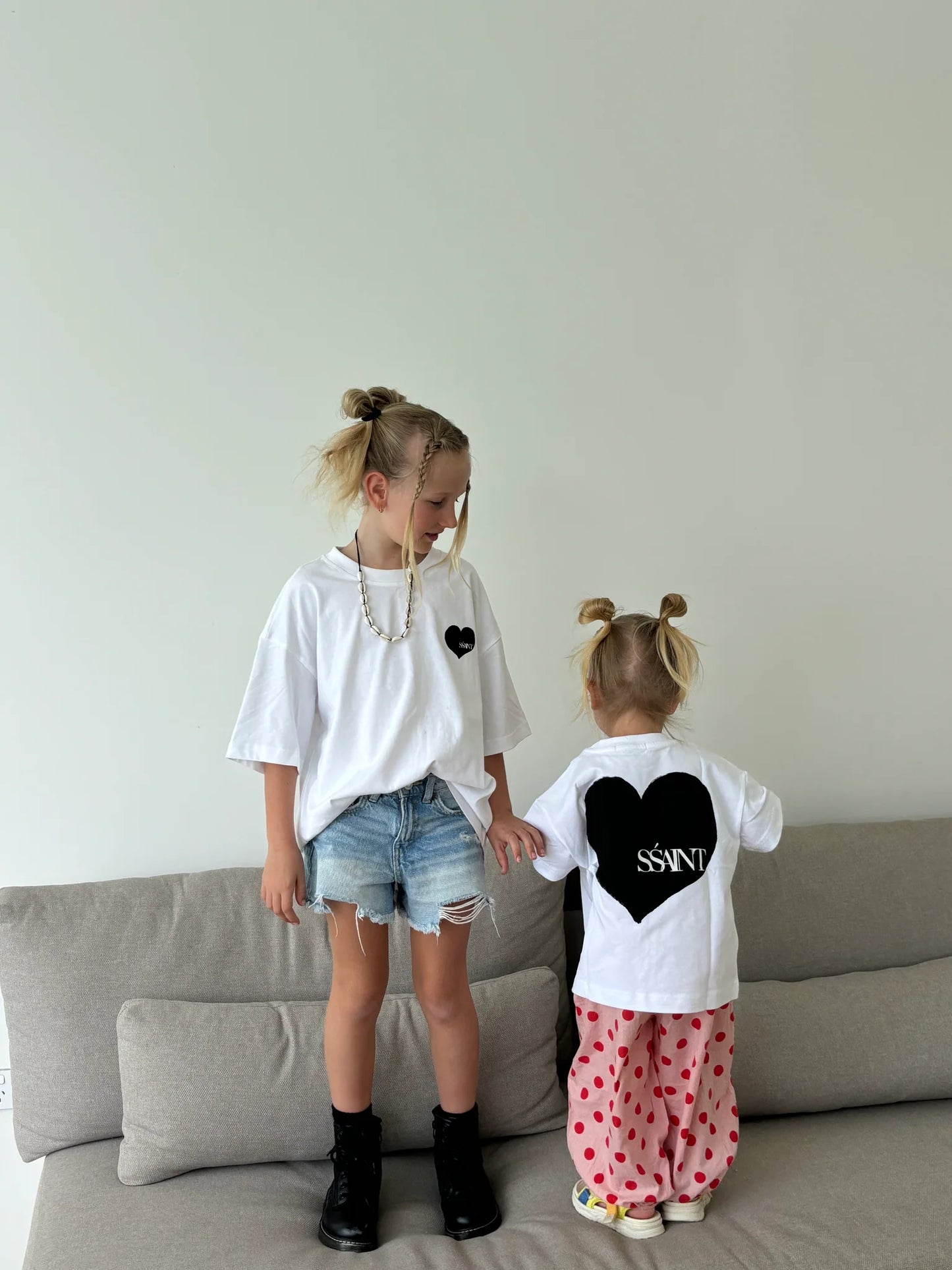 SSAINT - Heart Tee Black Matching Set