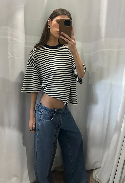 Lioness - Bloom Short Sleeve - White Navy Stripe