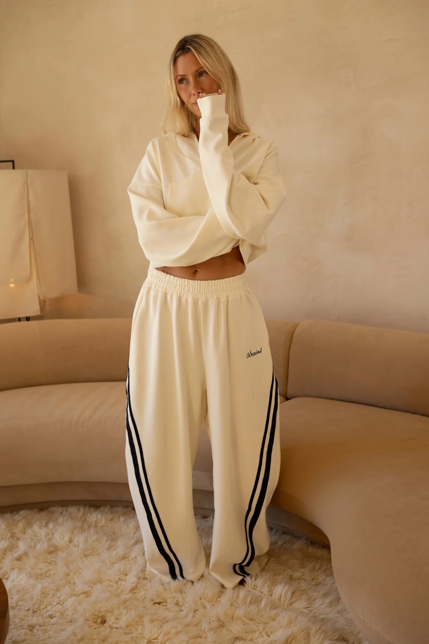 SSAINT - Barrel Trackpants - Butter & Navy