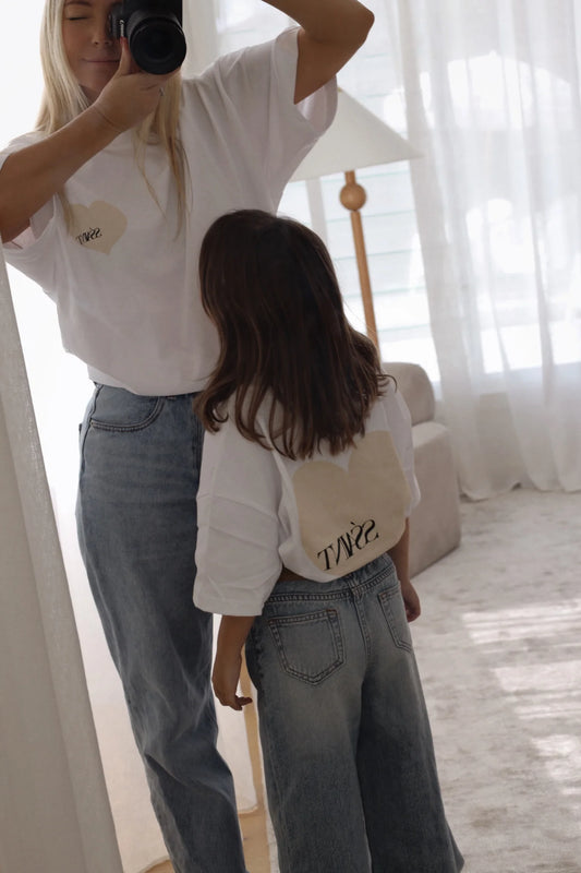 SSAINT - Heart Tee Cream Matching Set