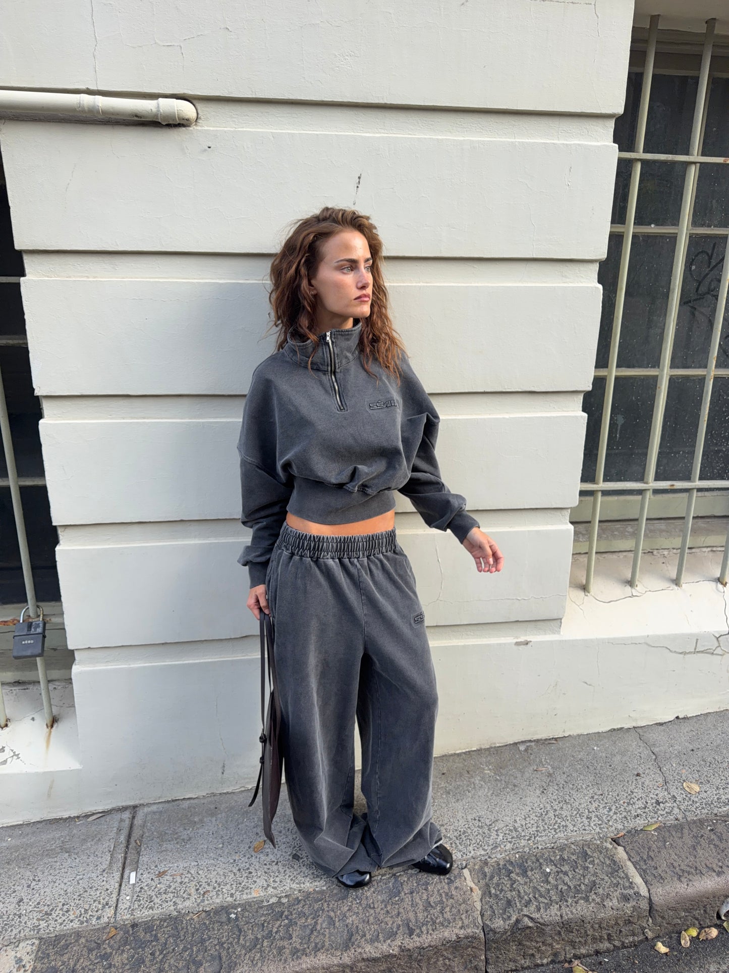 SSAINT - Acid Wash Crop Jacket - Charcoal