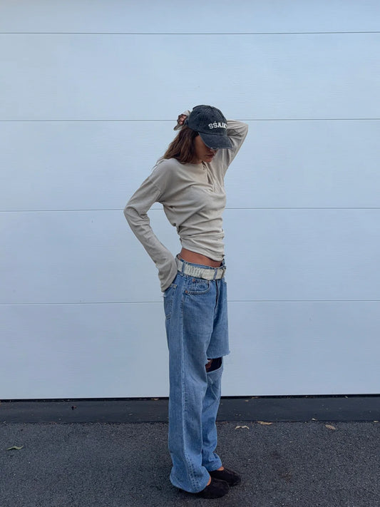 SSAINT - Logo Cap - Black and Cream Acid Wash