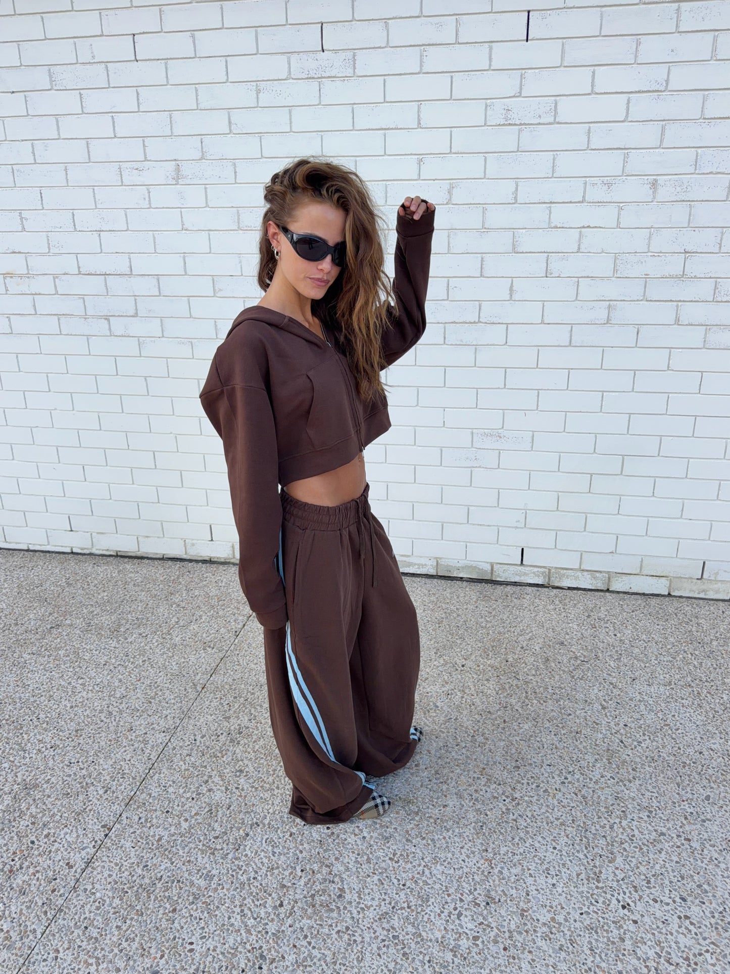 SSAINT - Cropped Hoodie - Blue & Brown