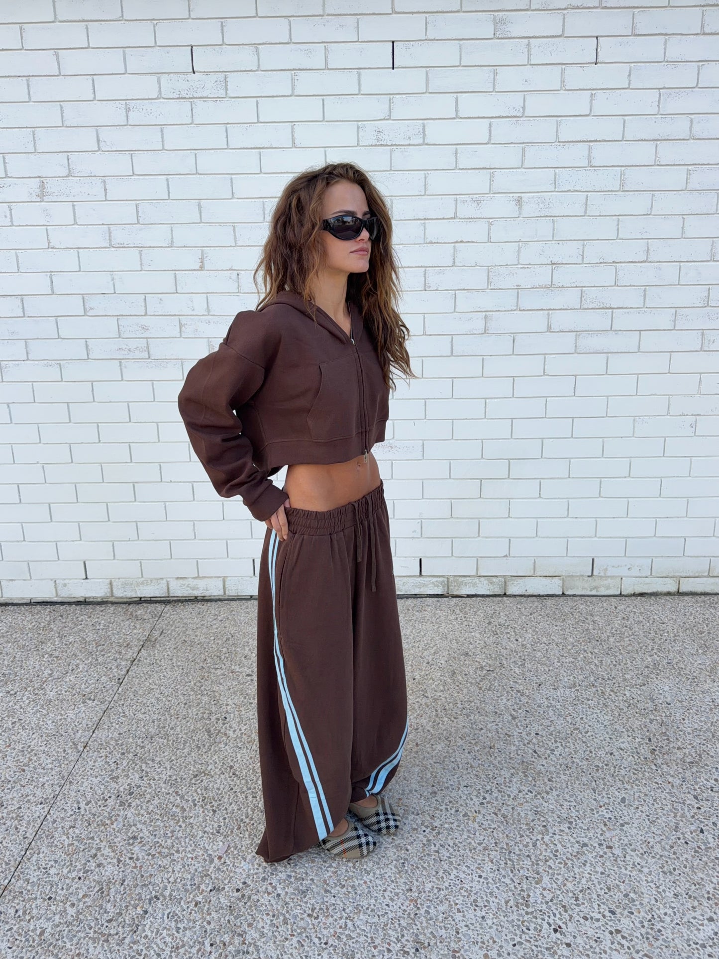 SSAINT - Cropped Hoodie - Blue & Brown