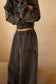 SSAINT - Acid Wash Crop Jacket - Charcoal