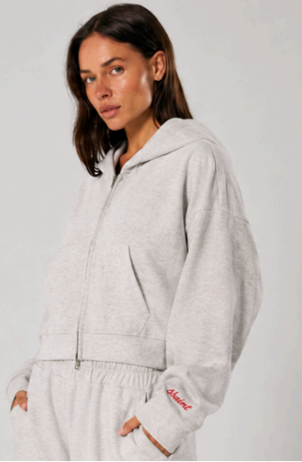 SSAINT - Cropped Hoodie - Grey & Red