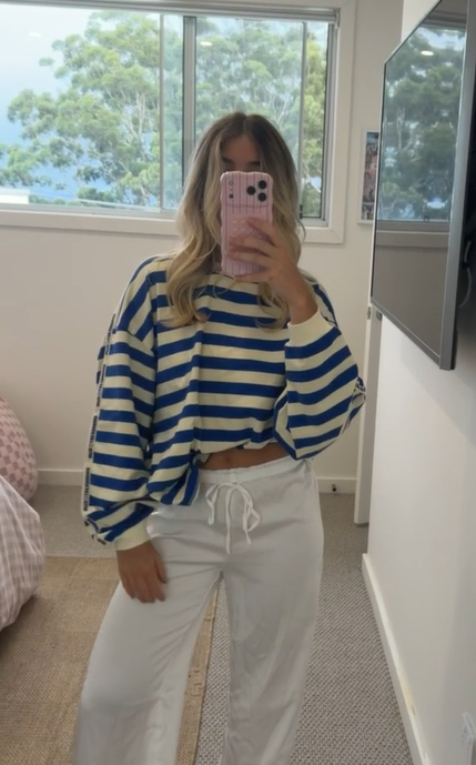 Cracker Day Club - Nautical Long Sleeve Tee Blue