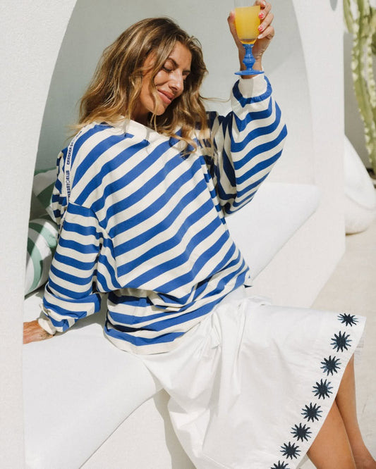 Cracker Day Club - Nautical Long Sleeve Tee Blue