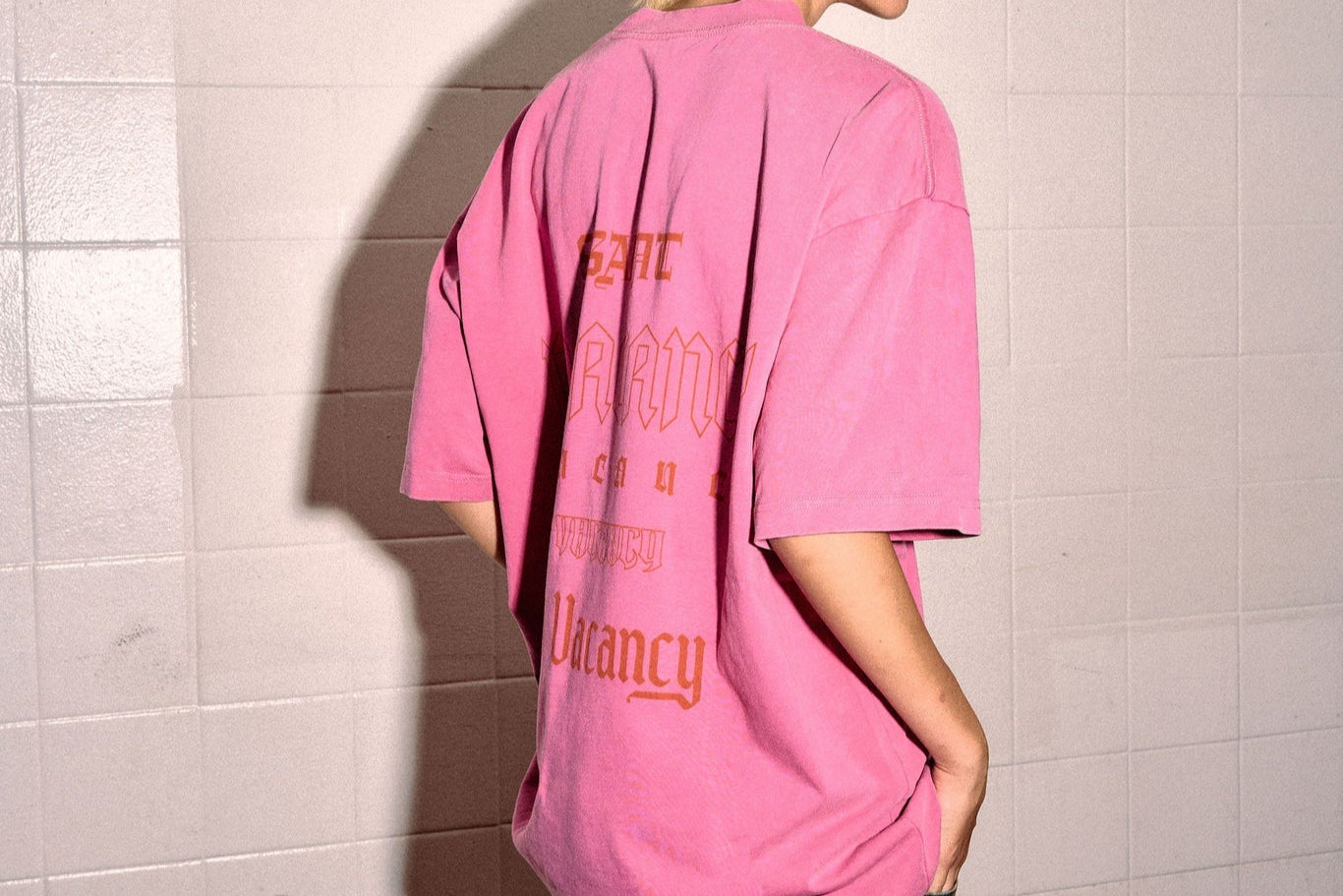 SSAINT - No Vacancy Tee Dark Pink Acid Wash