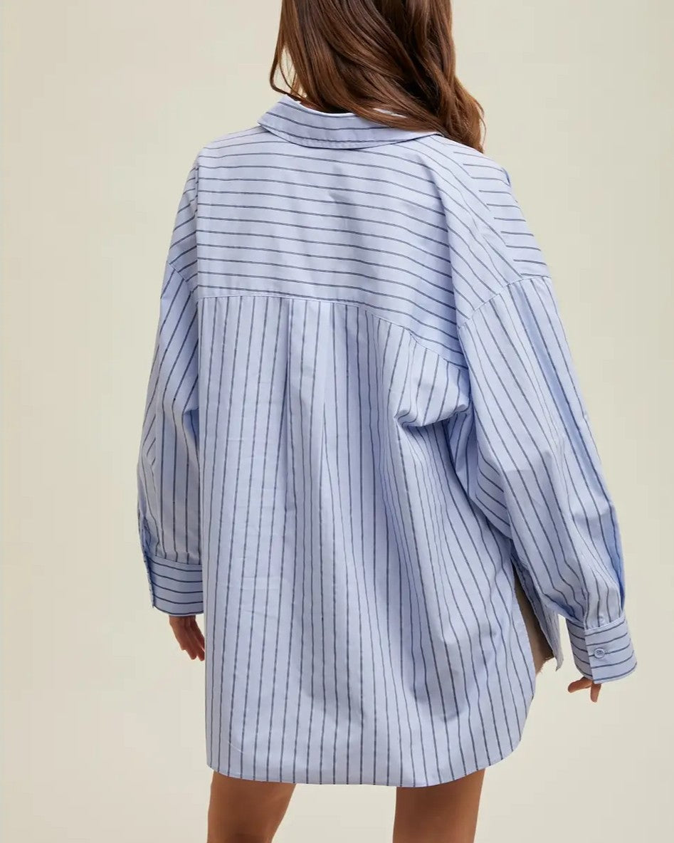 Wishlist - Boyfriend Striped Button-Up Shirt