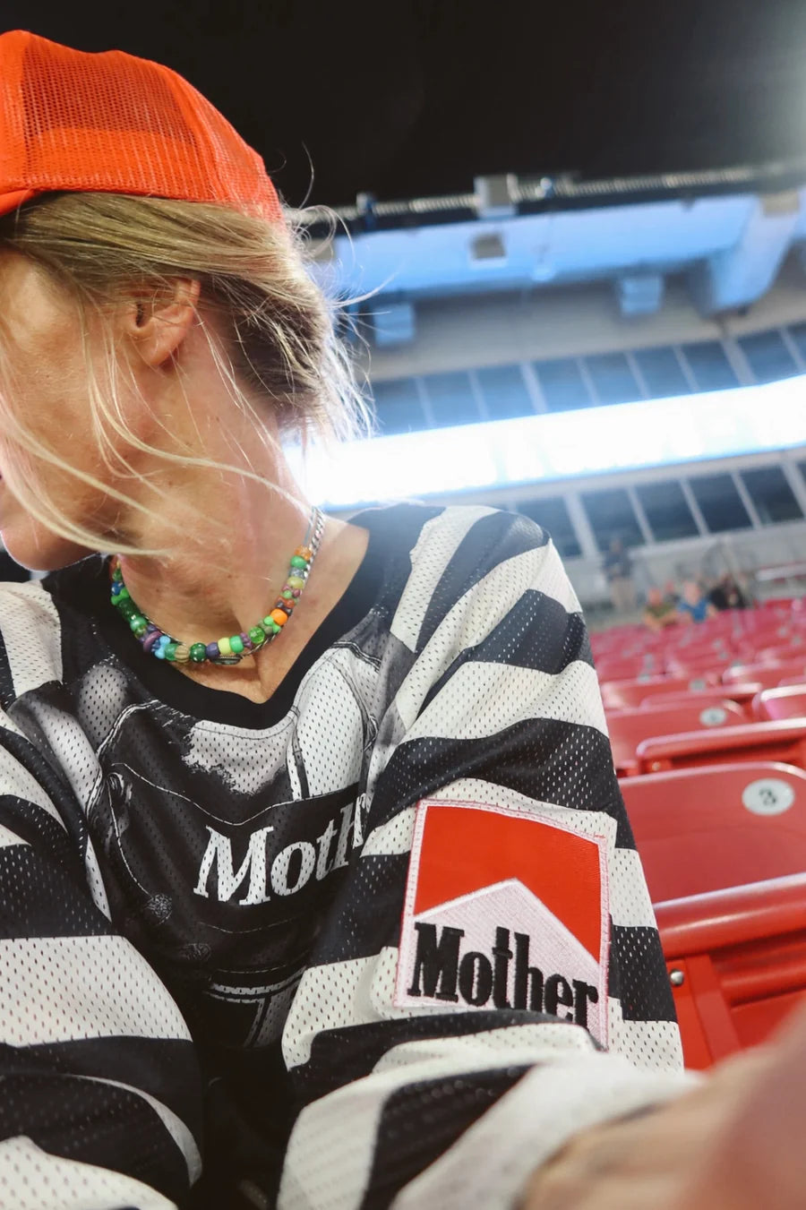 Happy Little Mother - Mother Racing Striped Mesh Tee