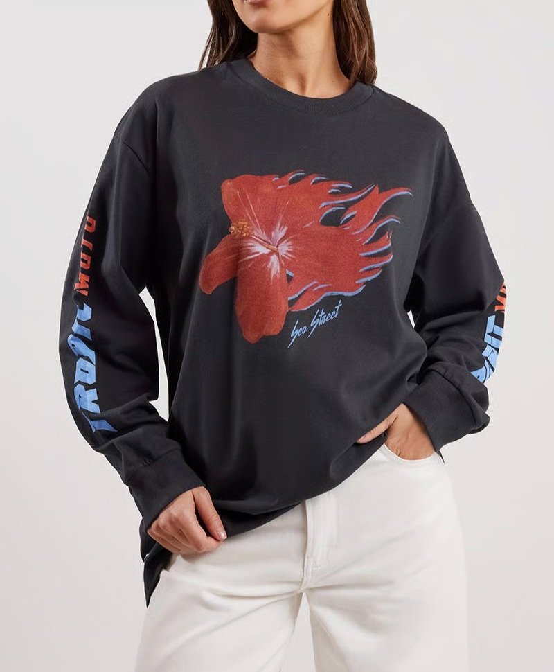 Sea Street - Flaming Hibiscus Long Sleeve Tee