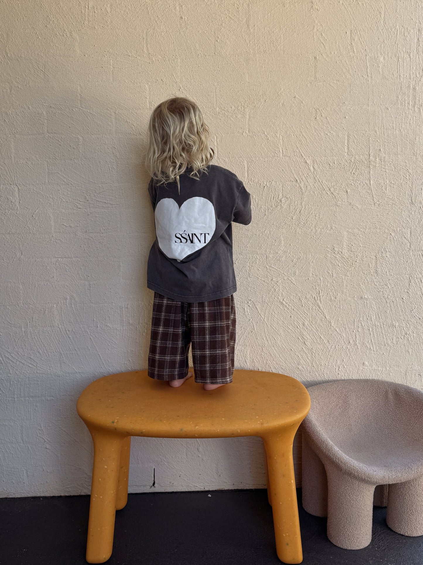 SSAINT - Kids Heart Tee - Acid Wash Charcoal