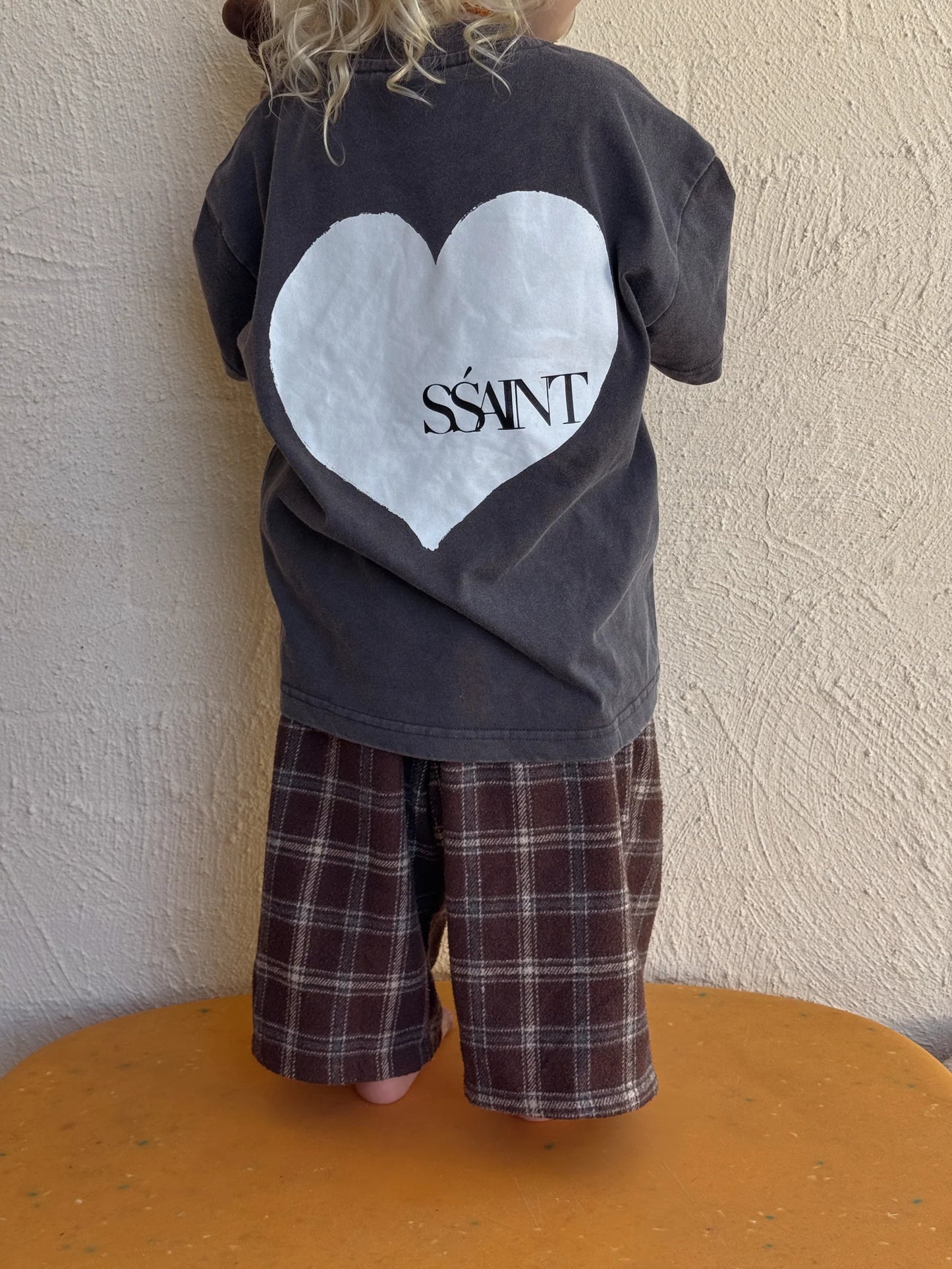 SSAINT - Kids Heart Tee - Acid Wash Charcoal